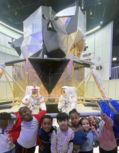 kids with space capsule